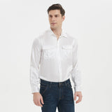 Camicia di seta a gelso 100% per uomo Top a maniche lunghe di seta