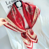 35''x35'' Luxury Floral Printed Silk Square Scarf - slipintosoft