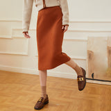 Gonna da donna in maglia di cashmere a coste Gonna in maglione di cashmere a vita alta