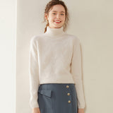 Maglione dolcevita da donna in cashmere lavorato a maglia testurizzato