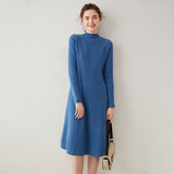 Womens Mock Neck Cashmere Dress Cashmere Midi Dress Bottom Dress
