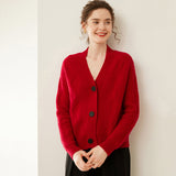Cardigan da donna con bottoni in cashmere testurizzato maglione di cashmere con scollo a V