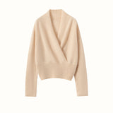 Maglione di cashmere da donna con scollo a V, pullover lavorato a maglia di cashmere, avvolgente in cashmere