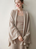Cardigan in cashmere da donna Maglione lavorato a maglia di cashmere a maniche lunghe drappeggiato sul davanti aperto