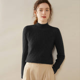 Maglione in cashmere a maniche lunghe lavorato a maglia a trecce, maglione di cashmere da donna