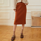 Gonna da donna in maglia di cashmere a coste Gonna in maglione di cashmere a vita alta