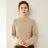 Womens Crew Neck Cashmere Raglan Sweater Cashmere Blouse Ribbed Hem