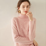 Maglione dolcevita da donna in cashmere lavorato a maglia testurizzato