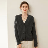 Cardigan da donna con bottoni in cashmere testurizzato maglione di cashmere con scollo a V