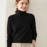 Maglione di cashmere a collo alto da donna, pullover lavorato a maglia di cashmere a maniche lunghe