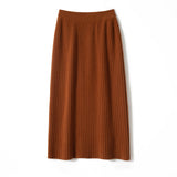 Gonna da donna in maglia di cashmere a coste Gonna in maglione di cashmere a vita alta