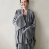 Cardigan in cashmere da donna Maglione lavorato a maglia di cashmere a maniche lunghe drappeggiato sul davanti aperto