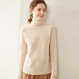 Maglione di cashmere a collo alto da donna, pullover lavorato a maglia di cashmere a maniche lunghe