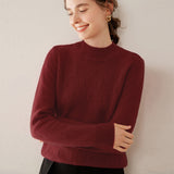 Womens Cashmere Sweater Textured Knit Long Sleeve Mock Neck Cashmere Pullover