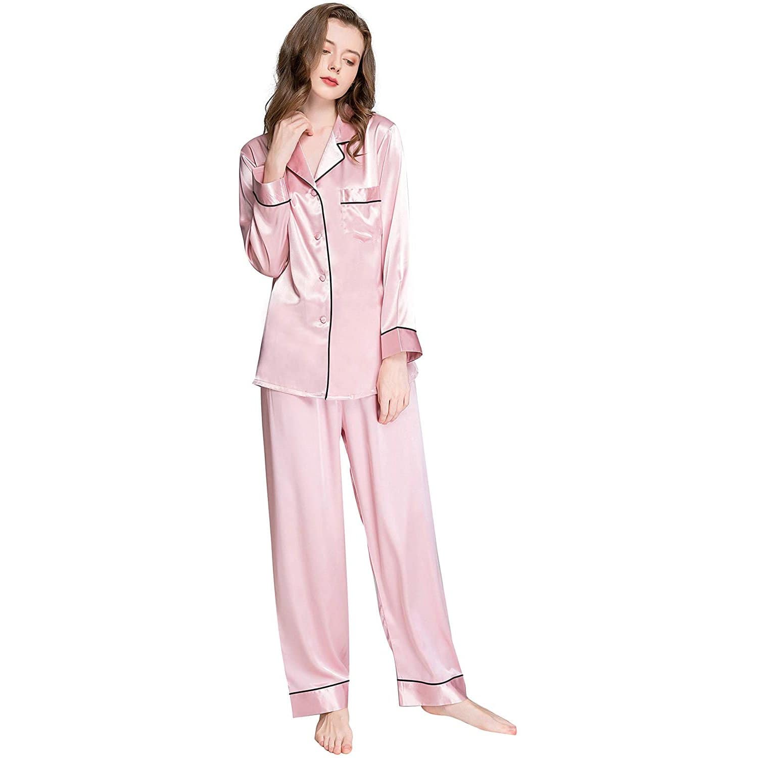 Women's Affordable Silk Pajamas Set Button Down Mulberry Silk Sleepwear - slipintosoft