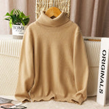 boys and girls cashmere sweater kids turtleneck pullover solid color baby round neck tops - slipintosoft