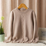 boys and girls crew neck cashmere sweater cable knitted cashmere pullover multi colors