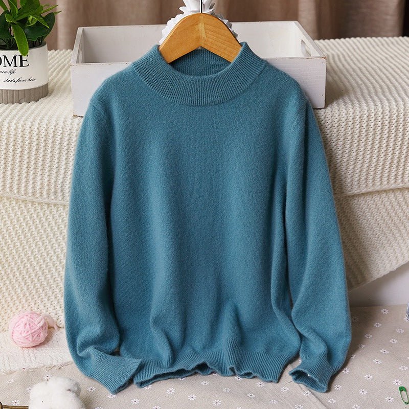 Boys and Girls Crew Neck Cashmere Sweater Kids Cute Solid Cashmere Tops Multi Colors - slipintosoft