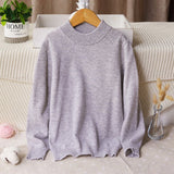 Boys and Girls Crew Neck Cashmere Sweater Kids Cute Solid Cashmere Tops Multi Colors - slipintosoft