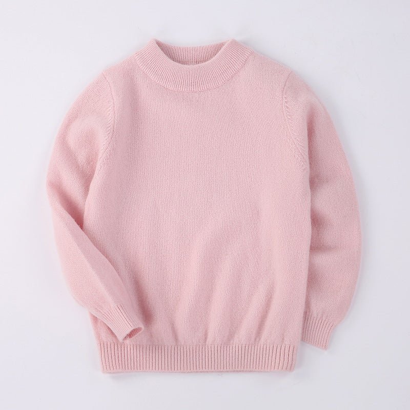 Boys And Girls Crew Neck Pure Cashmere Sweater Ribbed Knit Hem