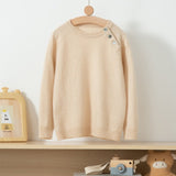 boys and girls crew neck solid cashmere sweater kids long sleeve raglan cashmere tops - slipintosoft