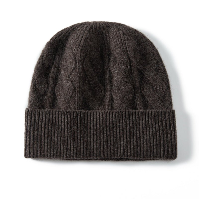 Cashmere Beanie Solid Cable Knitted Cashmere Winter Hat for Women and Men - slipintosoft