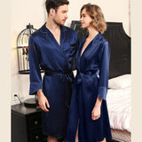 Luxury  Silk Matching Robe For Couple 100% Pure Silk Robe For Adults Woman And Man Silk Bathrobe