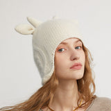 Cute Cashmere Beanie with Elk Horns for Winter Cashmere Earflap Hat Christmas Gifts Cashmere Hats