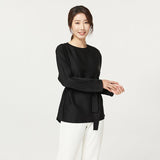 Elegant Silk Blouse For Women Long Sleeves Silk Top With A Belt