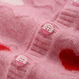Girls Cashmere Cardigan Heart Pattern Kids Button Front Cashmere Sweater