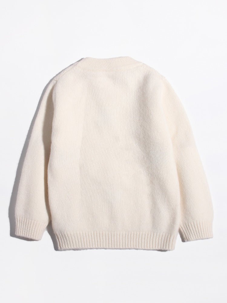 Girls Cashmere Sweater Cable Knit Floral Embroidery Cashmere Blouse