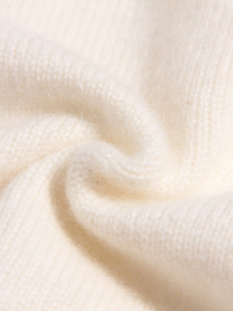 Girls Cashmere Sweater Cable Knit Floral Embroidery Cashmere Blouse