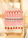Girls Colorful Cashmere Knit Vest Duck Flower Apple Pattern Cashmere Sweater