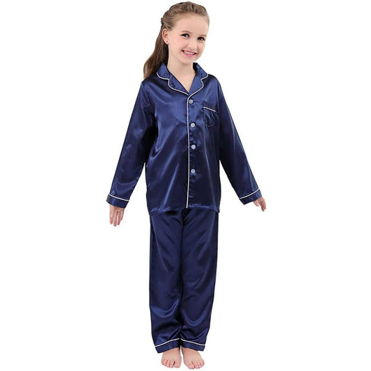 Ragazze in Silk Pigiama ha set di pigiami di seta unisex a lungo per bambini