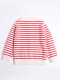 Girls Striped Cashmere Cardigan Kids Strawberry Embroidery Cashmere Sweater