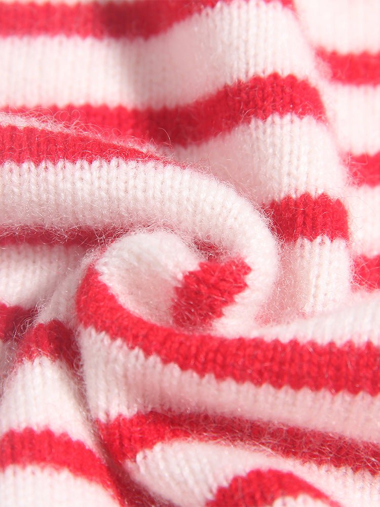 Girls Striped Cashmere Cardigan Kids Strawberry Embroidery Cashmere Sweater