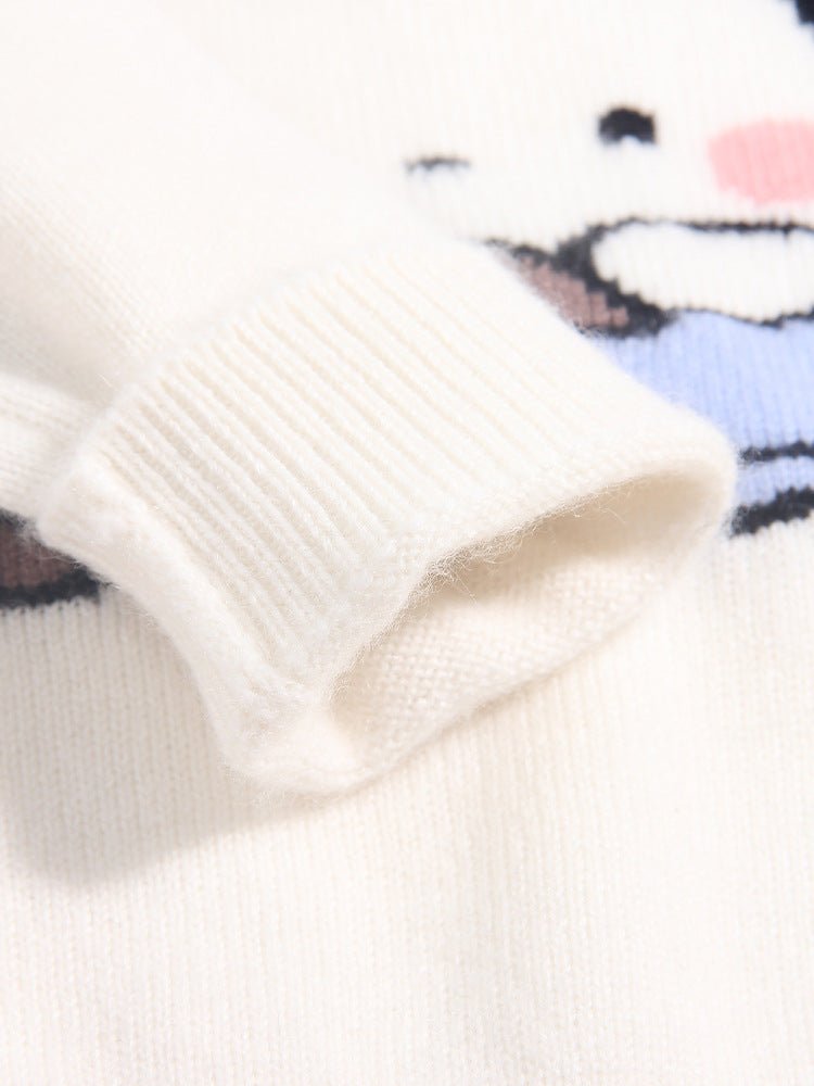 Kids Cashmere Sweater Puppy Driving Cartoon Design Cashmere Pullover