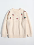 Kids Pure Cashmere Sweater Embroidered Strawberries Cashmere Pullover