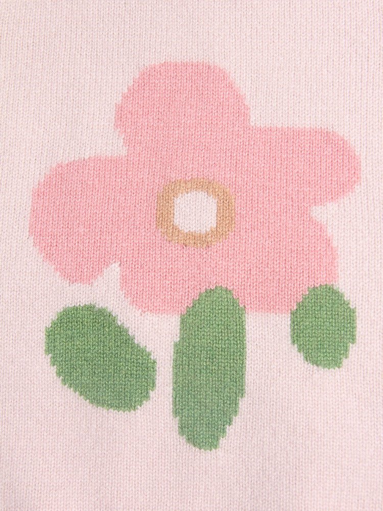 Kids Spring Fall Cashmere Vest Flower Design Cashmere Knit Pullover