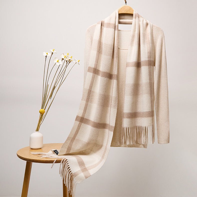 Long Cashmere Scarf with Tassel Plaid Cashmere Warps Multi Styles Winter Gifts - slipintosoft