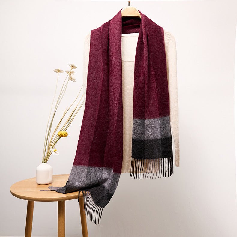 Long Cashmere Scarf with Tassel Plaid Cashmere Warps Multi Styles Winter Gifts - slipintosoft