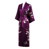 Quality 100% Long Silk Kimono for Women Cherry Blossom Printing Ladies Luxury Mulberry Silk Kimono Robe -  slipintosoft