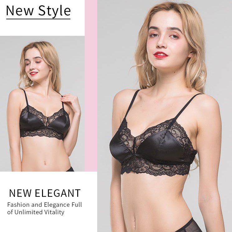 Luxurious Lace Wireless Silk Bra - slipintosoft