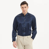 Camicia di seta di lusso per uomo Top in seta a maniche lunghe senza colletto