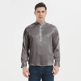 Silk Silk Silk Henley Shirts for Uomo Pure Sale Collar Top