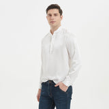 Silk Silk Silk Henley Shirts for Uomo Pure Sale Collar Top