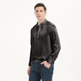 Silk Silk Silk Henley Shirts for Uomo Pure Sale Collar Top