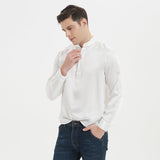 Silk Silk Silk Henley Shirts for Uomo Pure Sale Collar Top