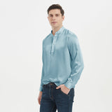 Silk Silk Silk Henley Shirts for Uomo Pure Sale Collar Top