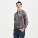 Silk Silk Silk Henley Shirts for Uomo Pure Sale Collar Top